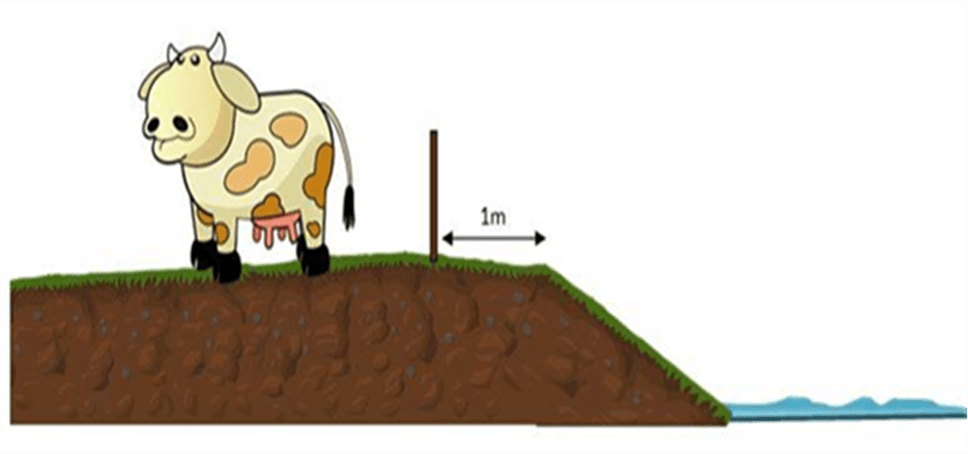 Figure 1. Coupe d’une berge et modalités de placement d’une clôture en berge de cours d’eau © CR Sambre